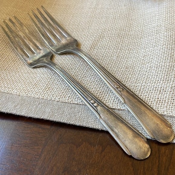 Set of 2 VTG ca 1915 Fairfield silver plate dinner forks - Picture 9 of 9
